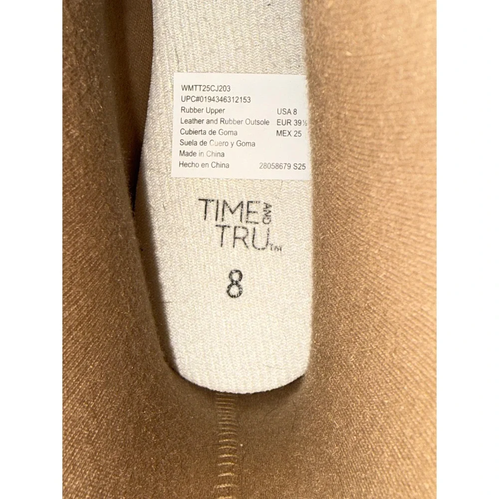 NWT Time and Tru Almond Short Buckle Rain Boots Beige Lug Sole Size 8